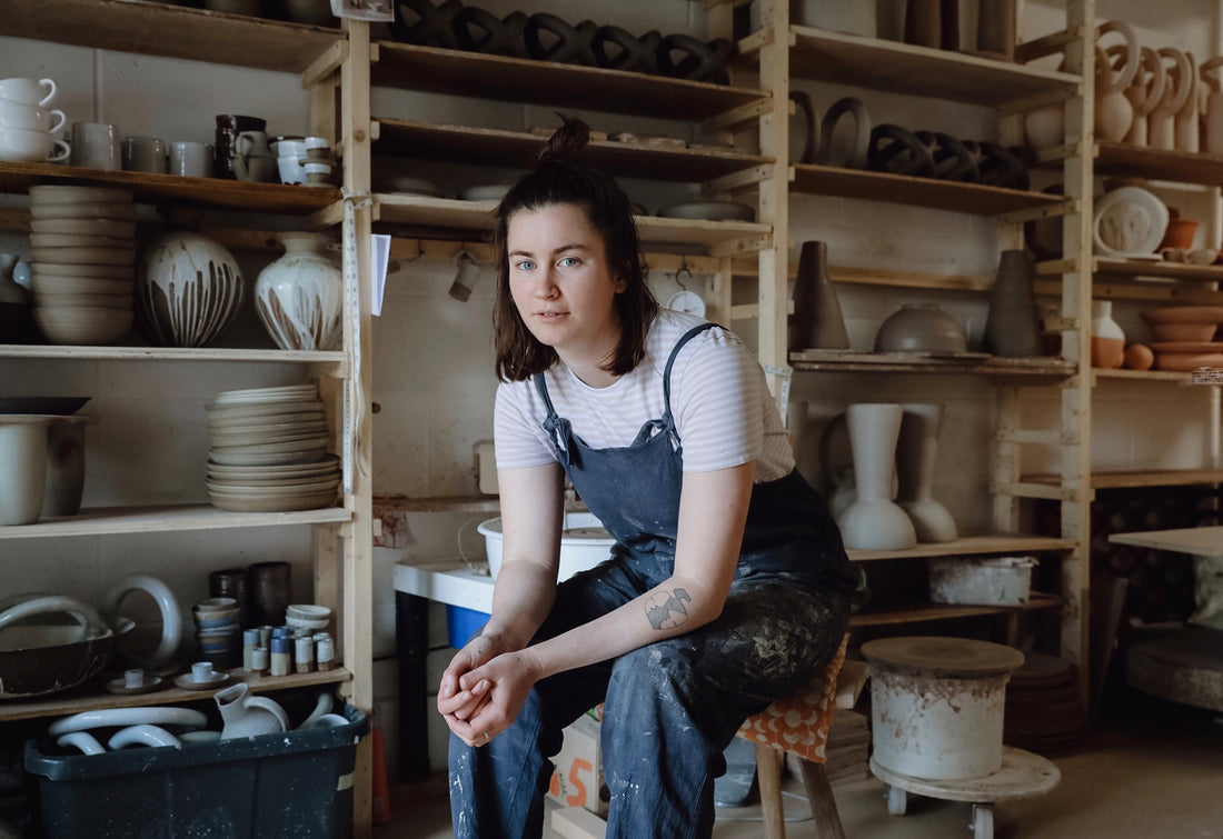 Picture of potter Lily Pearmain in her studio