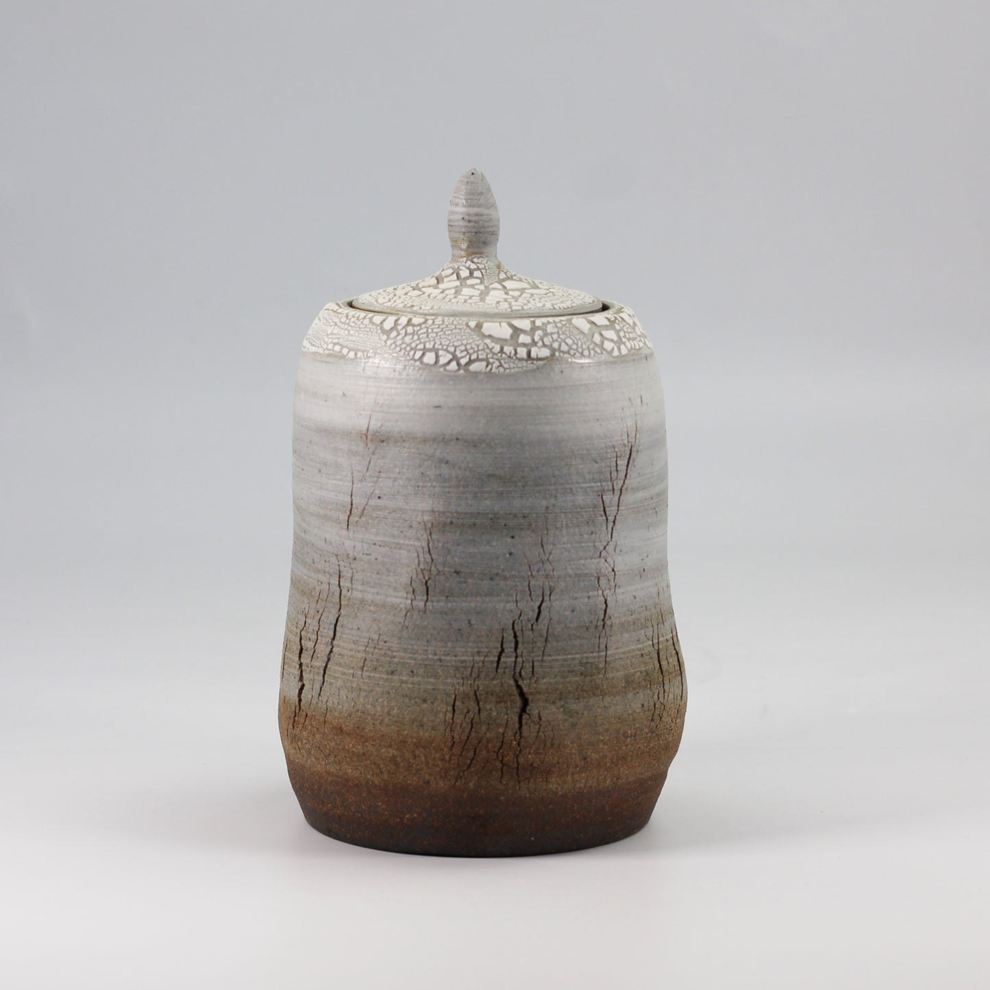 Earthy Textured Urn with Crackle Glaze