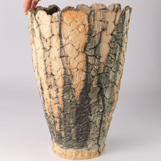 Flared Planter With Dry Green Glaze